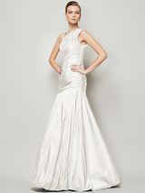 Fabulous Sleeveless One Shoulders Pleats Long Taffeta Bridesmaid Dresses-Ballbella