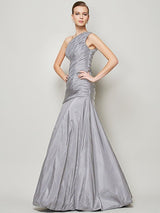 Fabulous Sleeveless One Shoulders Pleats Long Taffeta Bridesmaid Dresses-Ballbella