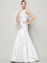 Fabulous Sleeveless One Shoulders Pleats Long Taffeta Bridesmaid Dresses-Ballbella