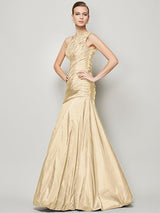 Fabulous Sleeveless One Shoulders Pleats Long Taffeta Bridesmaid Dresses-Ballbella