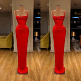 Front-ruffle Orange Sheath Prom Dress Spaghetti Straps-ballbellauk