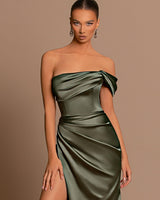 Glamorous Mermaid Strapless Prom Dress UK with Split for Party-ballbellauk