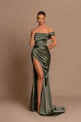 Glamorous Mermaid Strapless Prom Dress UK with Split for Party-ballbellauk