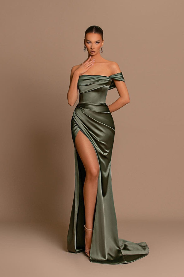 Glamorous Mermaid Strapless Prom Dress UK with Split for Party-ballbellauk