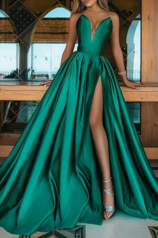 Glamorous Party Dress Ruffles V-neck Sleeveless Prom Dress-ballbellauk