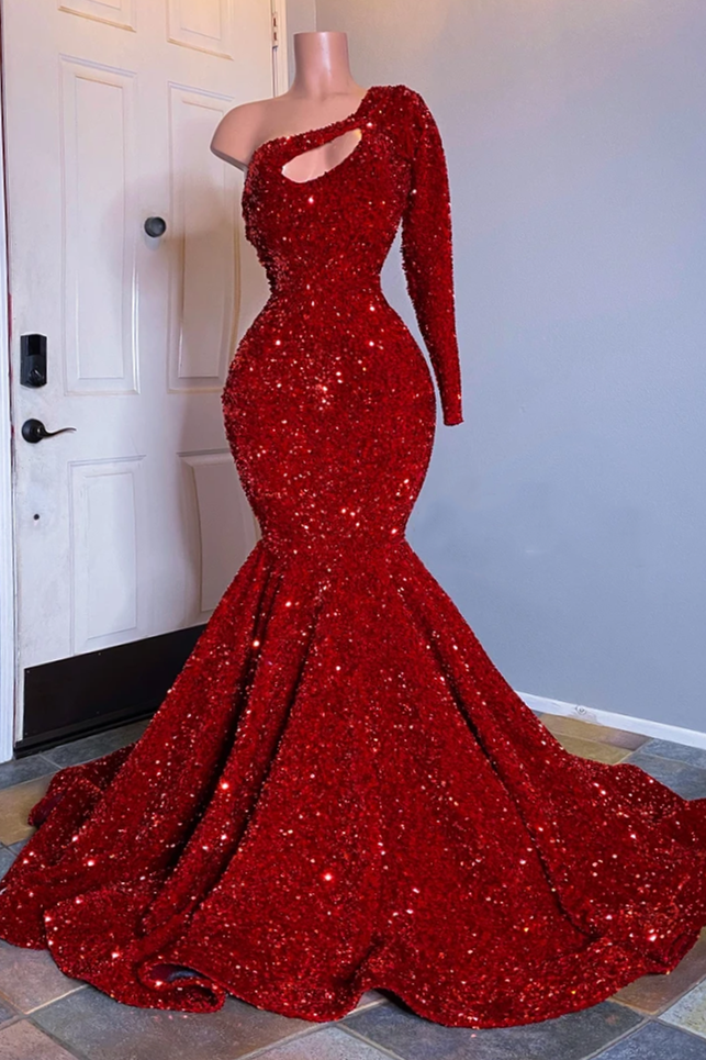 Glamorous Sequins Mermaid Long Sleeves Prom Dress UK-ballbellauk