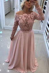 Gorgeous Bateau Long Sleeves Long Evening Dress Chiffon-ballbellauk