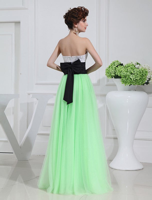 Gorgeous Beading Sleeveless Satin Tulle Long Prom Dress-ballbellauk