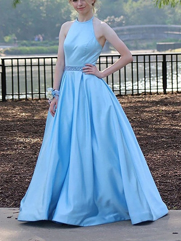 Gorgeous Halter Beading Prom Dress Long Online-ballbellauk