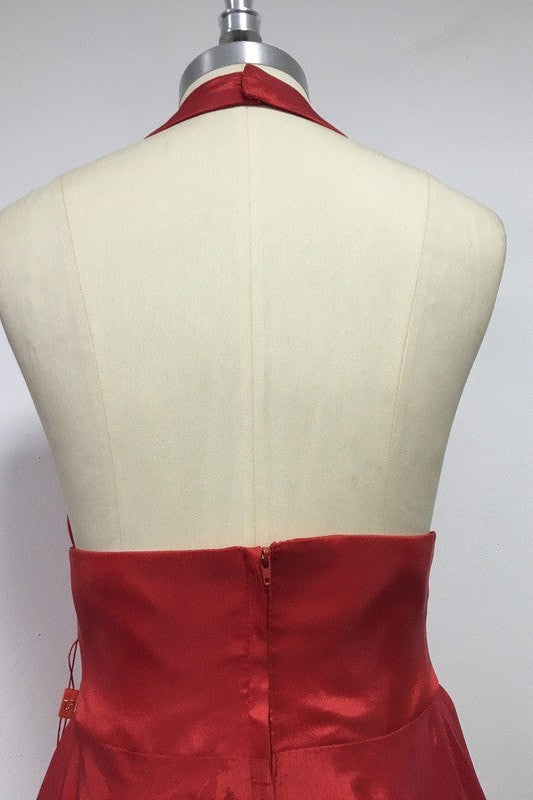 Gorgeous Halter Sleeveless Evening Dress-ballbellauk