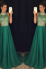Gorgeous Halter Sleeveless Long Beading Evening Dress Chiffon-ballbellauk