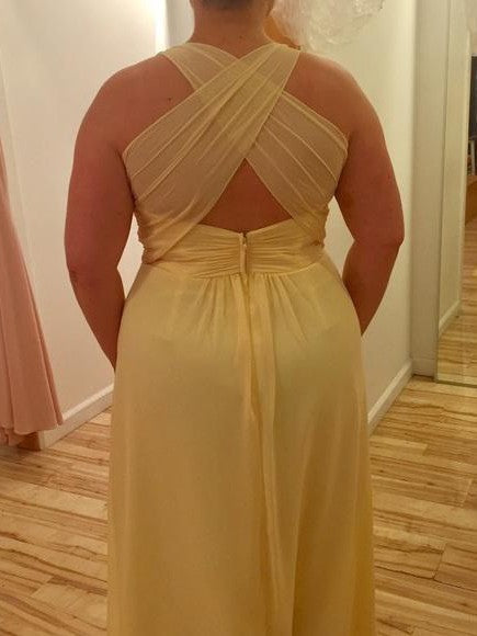 Gorgeous Halter Sleeveless Ruched Long Chiffon Plus Size Prom Dress-ballbellauk