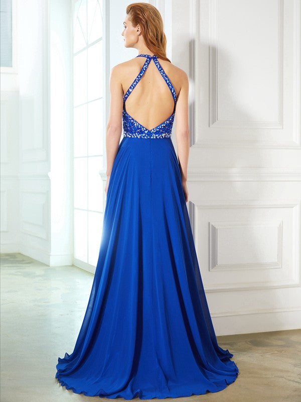 Gorgeous Jewel Beading Sleeveless Chiffon Prom Dress-ballbellauk
