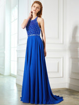 Gorgeous Jewel Beading Sleeveless Chiffon Prom Dress-ballbellauk