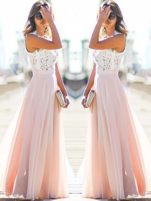 Gorgeous Jewel Sleeveless Long Lace Evening Dress Chiffon-ballbellauk