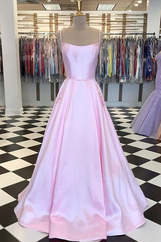 Gorgeous Long Spaghetti-Straps Sleeveless Elegant Evening Dress-ballbellauk