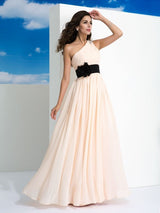 Gorgeous One-Shoulder Sleeveless Long Evening Dress Chiffon-ballbellauk