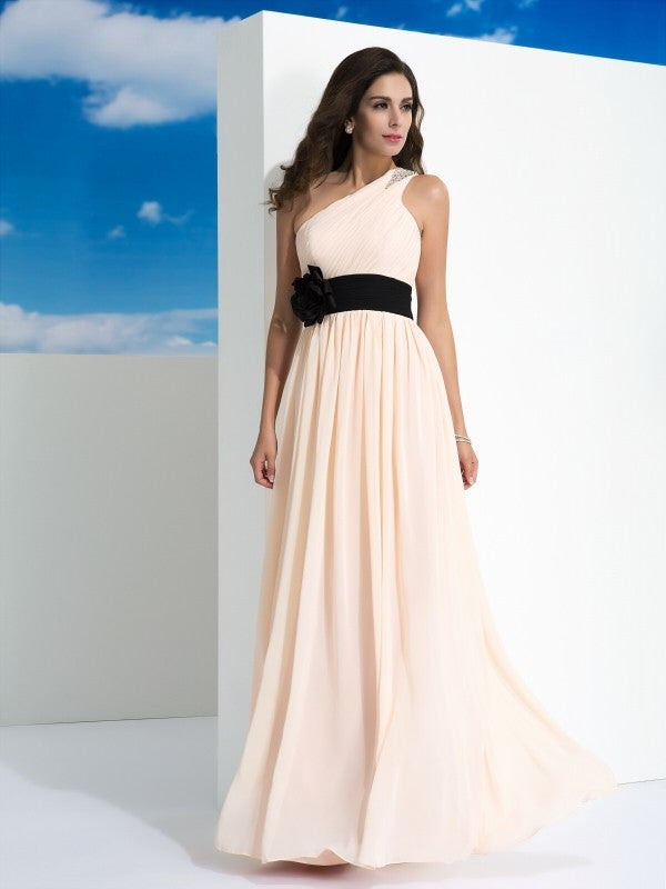 Gorgeous One-Shoulder Sleeveless Long Evening Dress Chiffon-ballbellauk