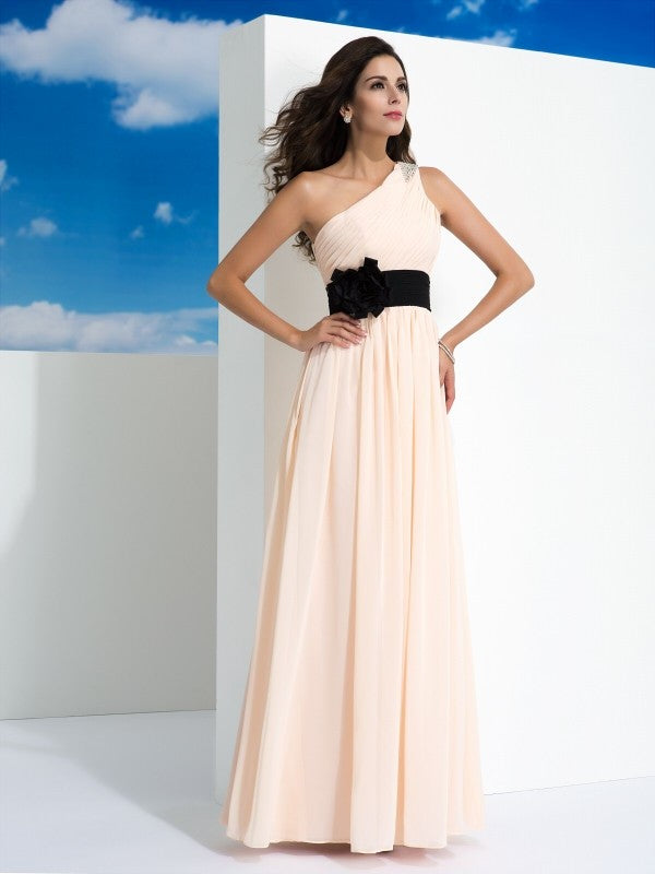 Gorgeous One-Shoulder Sleeveless Long Evening Dress Chiffon-ballbellauk