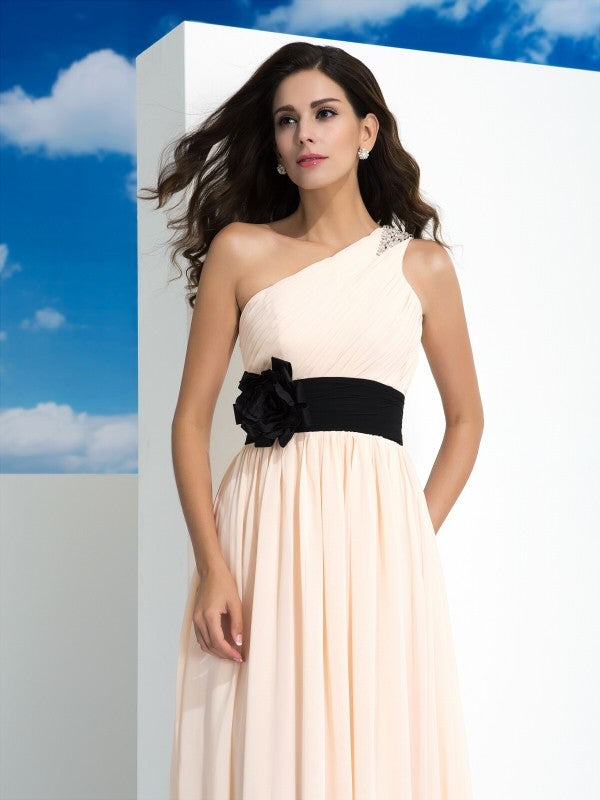 Gorgeous One-Shoulder Sleeveless Long Evening Dress Chiffon-ballbellauk