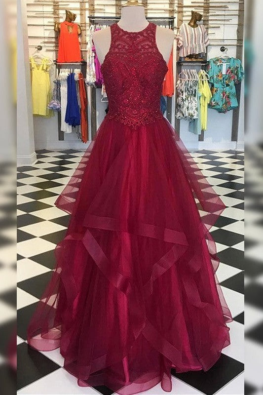 Gorgeous Organza Scoop Sleeveless Long Prom Dress with Beading-ballbellauk