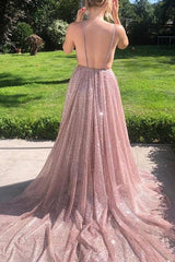 Gorgeous Ruffles Sequins V-neck Sleeveless Prom Dress-ballbellauk