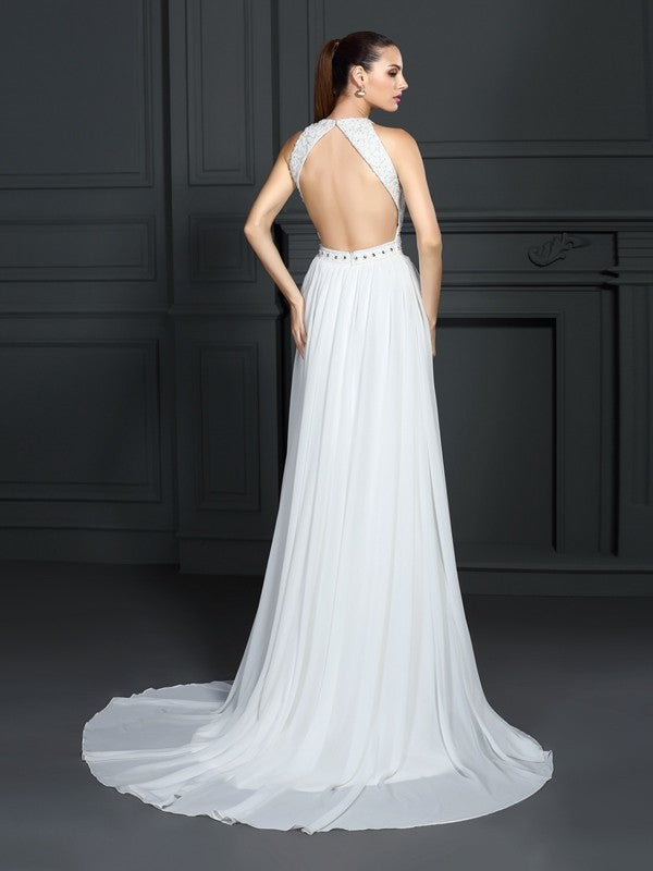 Gorgeous Ruffles Sleeveless Long Evening Dress Chiffon-ballbellauk