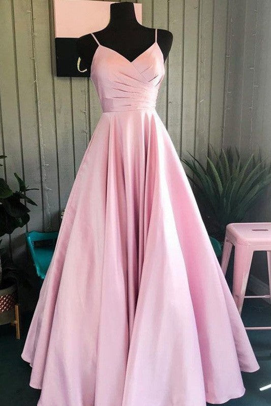 Gorgeous Satin Ruched Sleeveless Long Prom Dress-ballbellauk