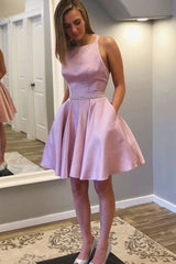 Gorgeous Satin With Rhinestone Straps Sleeveless Homecoming Dress-ballbellauk
