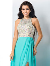 Gorgeous Scoop Beading Sleeveless Long Evening Dress Chiffon-ballbellauk