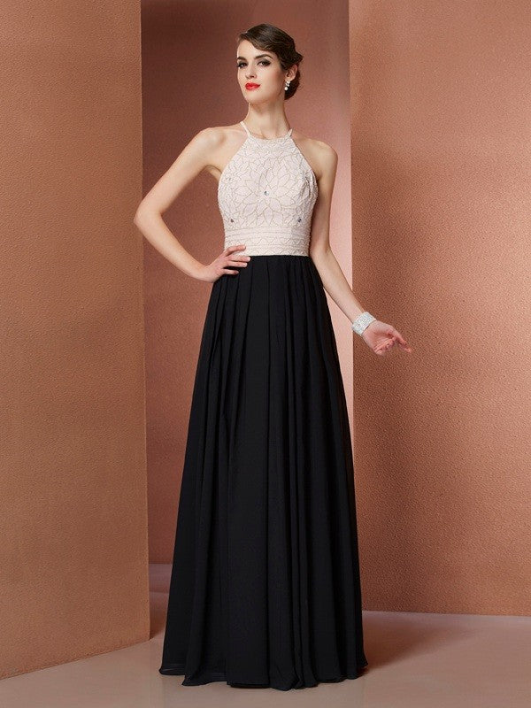 Gorgeous Scoop Beading Sleeveless Long Evening Dress Chiffon-ballbellauk