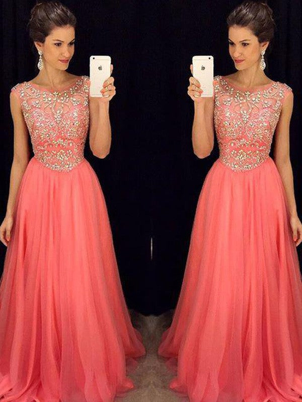 Gorgeous Scoop Beading Sleeveless Long Evening Dress Chiffon-ballbellauk