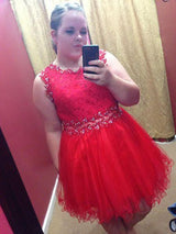 Gorgeous Scoop Beading Sleeveless Organza Plus Size Prom Dress-ballbellauk