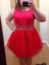 Gorgeous Scoop Beading Sleeveless Organza Plus Size Prom Dress-ballbellauk