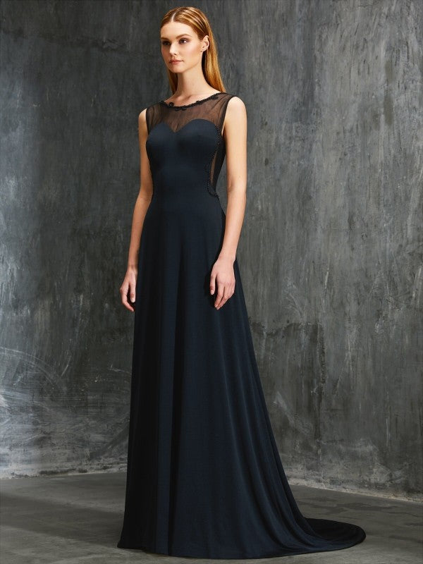 Gorgeous Scoop Beading Sleeveless Spandex Prom Dress-ballbellauk