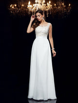 Gorgeous Scoop With Appliques Sleeveless Long Evening Dress Chiffon-ballbellauk