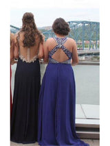 Gorgeous Sheer Neck Beading Sleeveless Chiffon Plus Size Prom Dress-ballbellauk