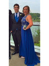 Gorgeous Sheer Neck Beading Sleeveless Chiffon Plus Size Prom Dress-ballbellauk