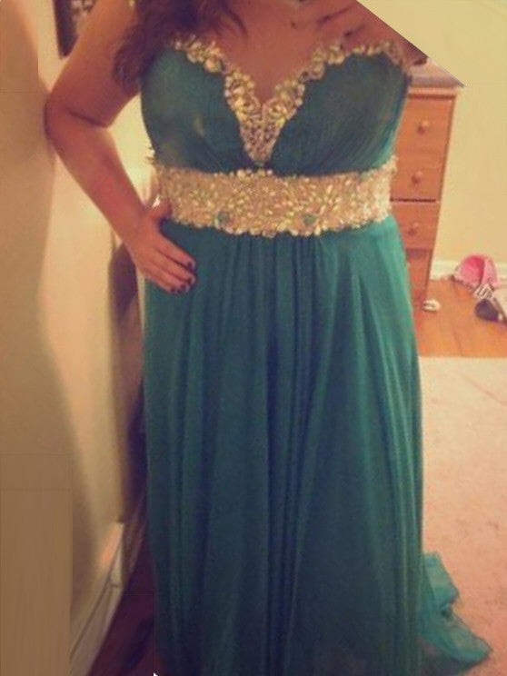 Gorgeous Sheer Neck Beading Sleeveless Chiffon Plus Size Prom Dress-ballbellauk