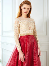 Gorgeous Sheer Neck Long Long Sleeves With Appliques Evening Dress-ballbellauk