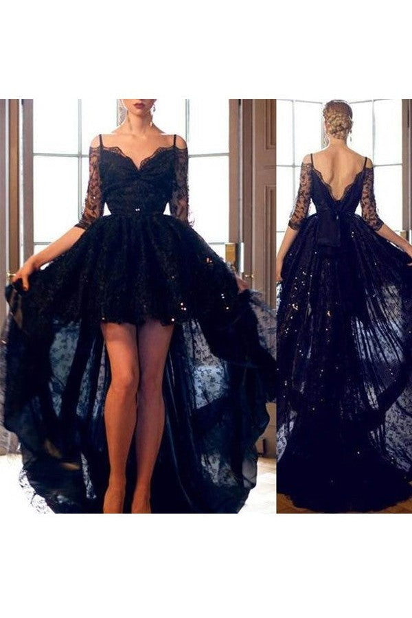 Gorgeous Spaghetti-Straps Sleeveless Lace Prom Dress-ballbellauk