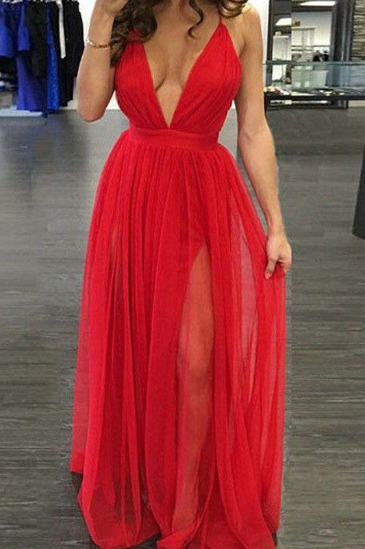Gorgeous Spaghetti-Straps Sleeveless Long Evening Dress Chiffon-ballbellauk