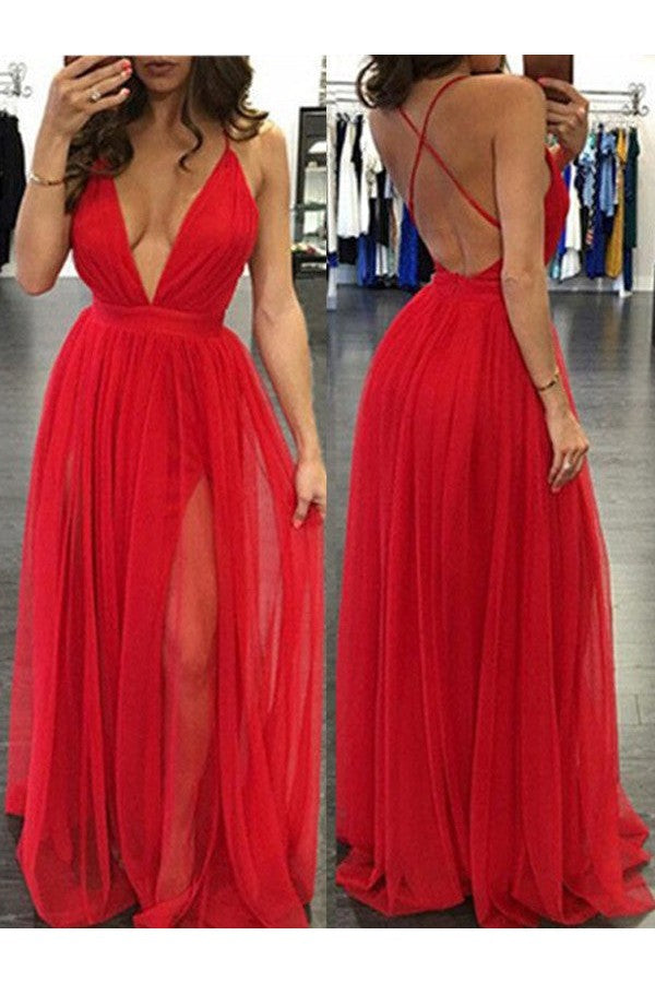 Gorgeous Spaghetti-Straps Sleeveless Long Evening Dress Chiffon-ballbellauk