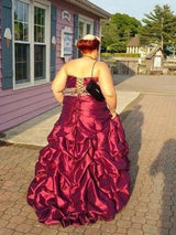 Gorgeous Strapless Beading Sleeveless Long Taffeta Plus Size Prom Dress-ballbellauk
