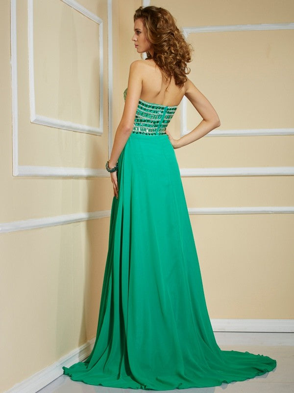 Gorgeous Strapless Sleeveless Long Evening Dress Chiffon-ballbellauk