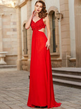 Gorgeous Straps Sleeveless Long With Appliques Evening Dress Chiffon-ballbellauk