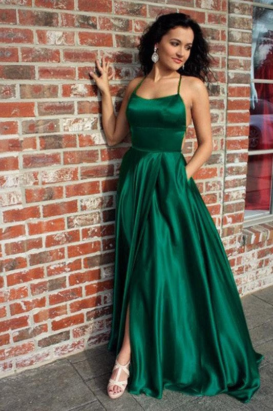 Gorgeous Straps Sleeveless Ruffles Silk like Elegant Evening Dress-ballbellauk