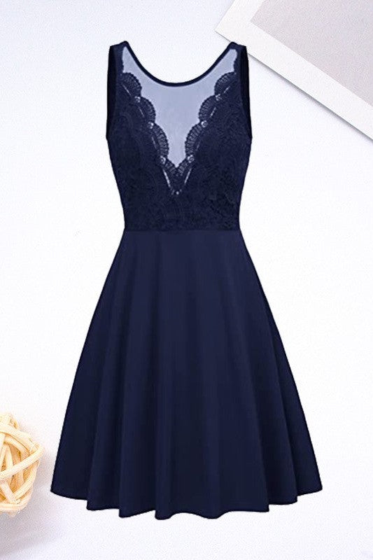 Gorgeous Stretch Crepe Lace V-neck Sleeveless Homecoming Dress-ballbellauk