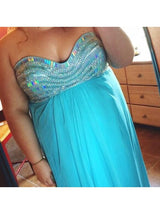 Gorgeous Sweetheart Beading Sleeveless Long Chiffon Plus Size Prom Dress-ballbellauk