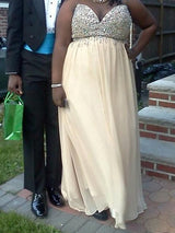 Gorgeous Sweetheart Beading Sleeveless Long Chiffon Plus Size Prom Dress-ballbellauk